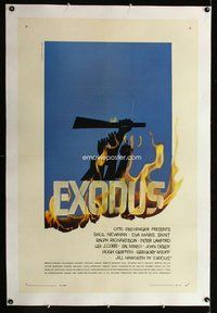 f353 EXODUS linen one-sheet movie poster '61 Newman, classic Saul Bass art!