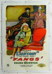 f354 FANGS linen one-sheet movie poster '20s Lightnin' the Police Dog!