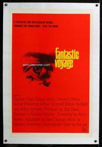 f355 FANTASTIC VOYAGE linen one-sheet movie poster '66 Fleischer, eye image!