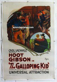 f361 GALLOPING KID linen one-sheet movie poster '22 Hoot Gibson comedy!