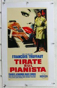 f191 SHOOT THE PIANO PLAYER linen Italian 13x23 movie poster '60