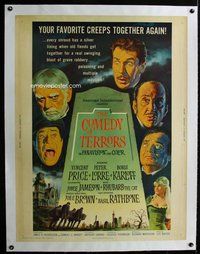 f265 COMEDY OF TERRORS linen Thirty by Forty movie poster '64 AIP, Boris Karloff