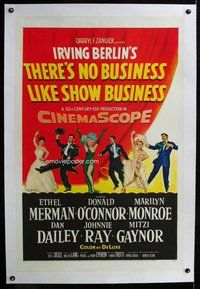 f482 THERE'S NO BUSINESS LIKE SHOW BUSINESS linen one-sheet movie poster '54