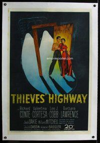 f483 THIEVES' HIGHWAY linen one-sheet movie poster '49 Jules Dassin, Conte