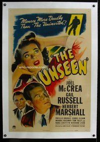 f493 UNSEEN linen one-sheet movie poster '44 Joel McCrea, Gail Russell