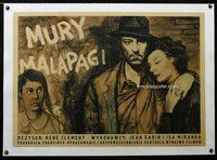 f215 WALLS OF MALAPAGA linen Polish movie poster '49 Fangov artwork!