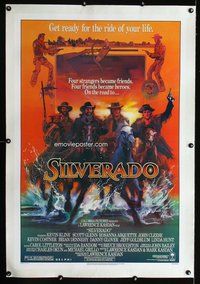 f458 SILVERADO linen one-sheet movie poster '85 Kevin Kline, Bob Peak art!