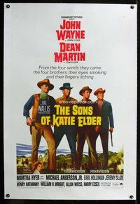 f460 SONS OF KATIE ELDER linen one-sheet movie poster '65 John Wayne, Martin