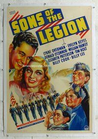 f461 SONS OF THE LEGION linen one-sheet movie poster '38 Donald O'Connor