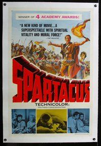 f463 SPARTACUS linen one-sheet movie poster '61 Kubrick, Kirk Douglas