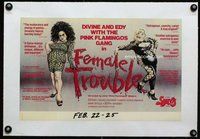 f267 FEMALE TROUBLE linen special 11x17 movie poster '74 John Waters