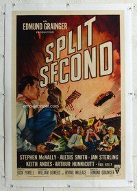 f466 SPLIT SECOND linen one-sheet movie poster '53 Powell film noir!