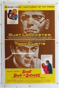 f476 SWEET SMELL OF SUCCESS linen one-sheet movie poster '57 Lancaster,Curtis