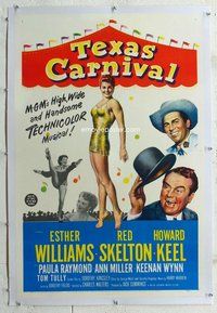 f479 TEXAS CARNIVAL linen one-sheet movie poster '51 Esther Williams, Skelton