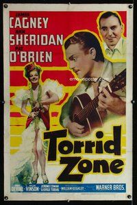 f487 TORRID ZONE linen one-sheet movie poster '40 James Cagney, Ann Sheridan