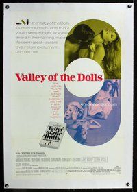 f495 VALLEY OF THE DOLLS linen one-sheet movie poster '67 sexy Sharon Tate!