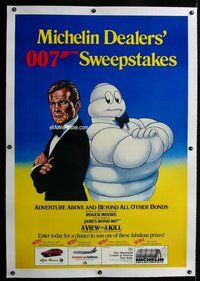 f271 VIEW TO A KILL linen special 33x49 movie poster '85 Michelin Man!