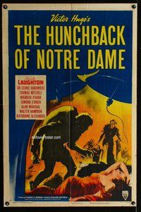 g326 HUNCHBACK OF NOTRE DAME style A one-sheet movie poster R52 Laughton