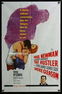 g329 HUSTLER one-sheet movie poster '61 Paul Newman, Jackie Gleason, Laurie