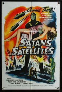 g544 SATAN'S SATELLITES one-sheet movie poster '58 Leonard Nimoy, sci-fi!