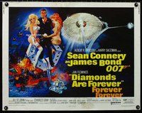 z697 DIAMONDS ARE FOREVER half-sheet movie poster '71 Connery as Bond!