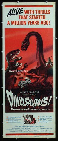 z103 DINOSAURUS insert movie poster '60 wild prehistoric monsters!