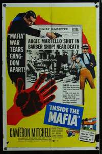 y594 INSIDE THE MAFIA one-sheet movie poster '59 gangster Cameron Mitchell!