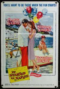 y582 IT STARTED IN NAPLES one-sheet movie poster '60 Clark Gable, Loren