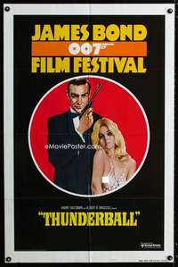 y123 JAMES BOND 007 FILM FESTIVAL style B 1sh '75 Sean Connery w/sexy girl, Thunderball!