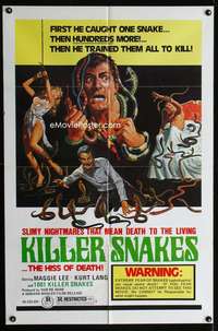 y558 KILLER SNAKES one-sheet movie poster '75 trained them all to kill!