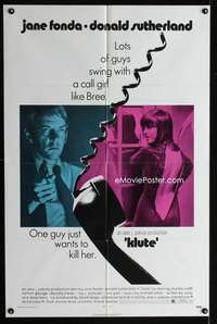 y552 KLUTE one-sheet movie poster '71 Jane Fonda, Donald Sutherland