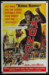 y551 KONGA one-sheet movie poster '61 great Reynold Brown ape artwork!