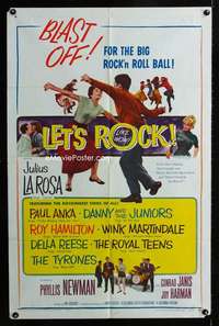 y539 LET'S ROCK one-sheet movie poster '58 Paul Anka, rock 'n' roll!