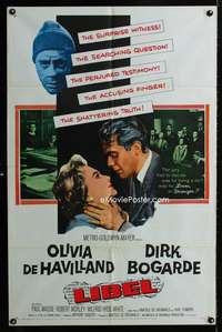 y537 LIBEL one-sheet movie poster '59 Olivia de Havilland, Dirk Bogarde