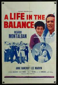 y535 LIFE IN THE BALANCE one-sheet movie poster '55 Montalban, Bancroft