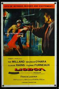 y529 LISBON one-sheet movie poster '56 Ray Milland, Maureen O'Hara