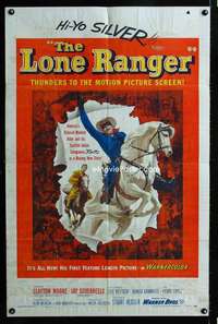 y524 LONE RANGER one-sheet movie poster '56 Clayton Moore, Silverheels