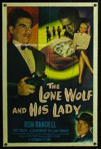 y522 LONE WOLF & HIS LADY one-sheet movie poster '49 Ron Randell, noir!