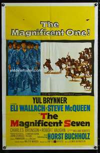 y496 MAGNIFICENT SEVEN one-sheet movie poster '60 Yul Brynner, McQueen