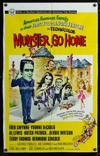 y456 MUNSTER GO HOME one-sheet movie poster '66 Fred Gwynne, De Carlo