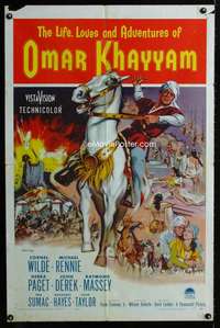 y402 OMAR KHAYYAM one-sheet movie poster '57 Cornel Wilde, Debra Paget