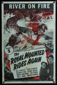 y342 ROYAL MOUNTED RIDES AGAIN Chap 3 one-sheet movie poster '45 serial!