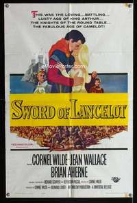 y546 LANCELOT & GUINEVERE one-sheet movie poster '63 Cornel Wilde, Wallace