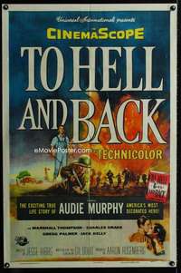 y118 TO HELL & BACK one-sheet movie poster '55 Audie Murphy life story!