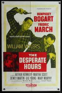 b301 DESPERATE HOURS one-sheet movie poster '55 Humphrey Bogart, March