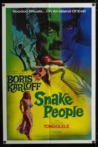 b594 SNAKE PEOPLE one-sheet movie poster '71 Boris Karloff