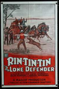 b650 LONE DEFENDER one-sheet movie poster '30 Rin-Tin-Tin, entire serial!