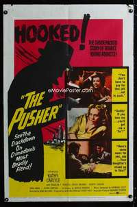 b741 PUSHER one-sheet movie poster '59 Harold Robbins early drug movie!