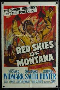 b746 RED SKIES OF MONTANA one-sheet movie poster '52 Widmark, firefighters!