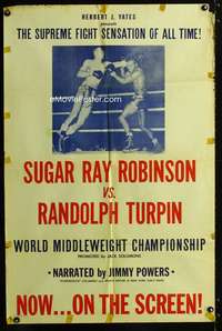 b811 SUGAR RAY ROBINSON VS RANDOLPH TURPIN one-sheet movie poster '51